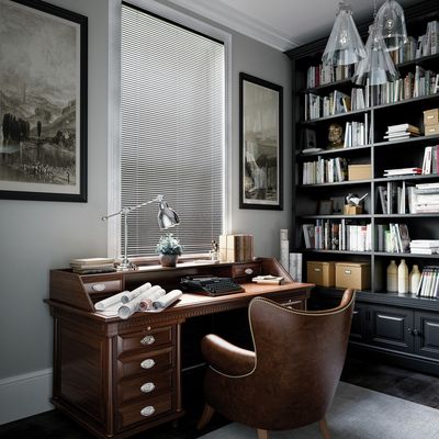 Persienner, SG 8960, Room shot, leather slats 50mm